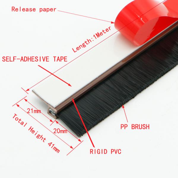Self Adhesive Door Bottom Seal Strip Flexible Brush Type Door Sweep