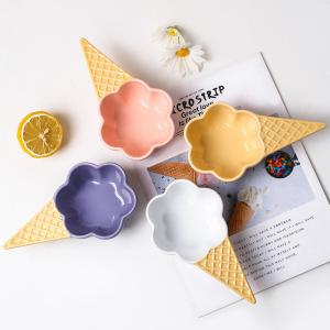 China Creative Ceramic Dessert Bowls Ice Cream Shape For Snacks Breakfast wholesale