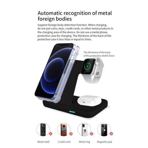 Smart Fast Charge Docking Station , 3in1 Fast Wireless Charger For Airpods 15w