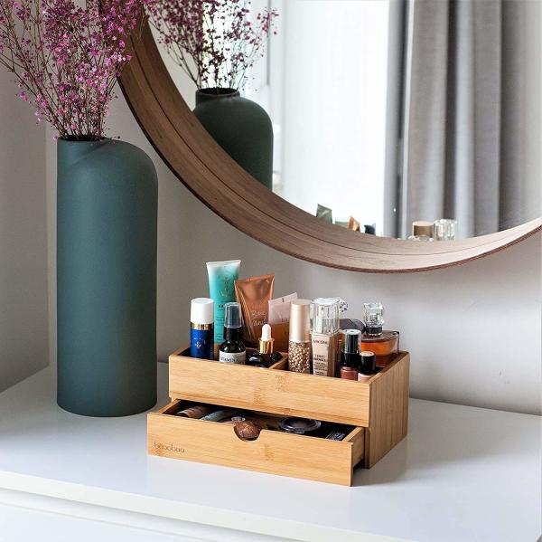 Quality Cosmetic Removable Dividers Wooden Makeup Organizer Waterproof With Drawer for sale
