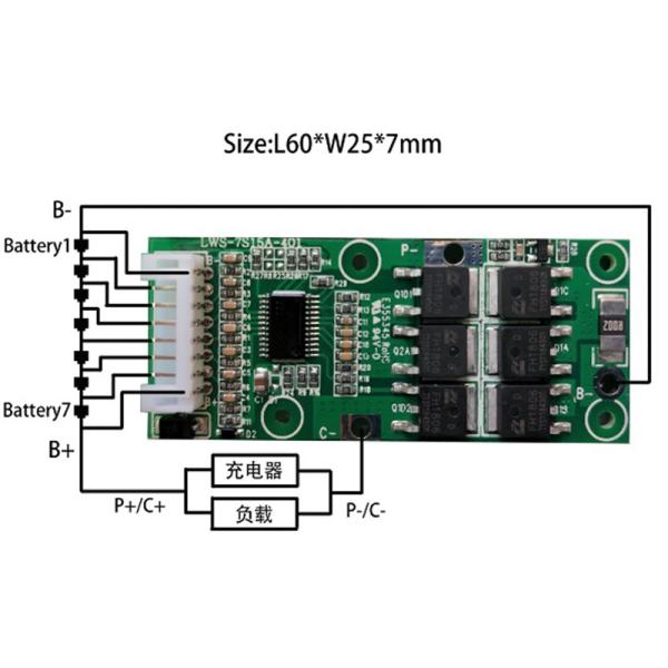 Lithium Battery Management System 18650 7S 10A For Emergency Lights