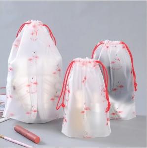China Poly Drawstring Bag EVA Frosted Plastic Drawstring Storage Bag for Clothing Custom Logo on sale