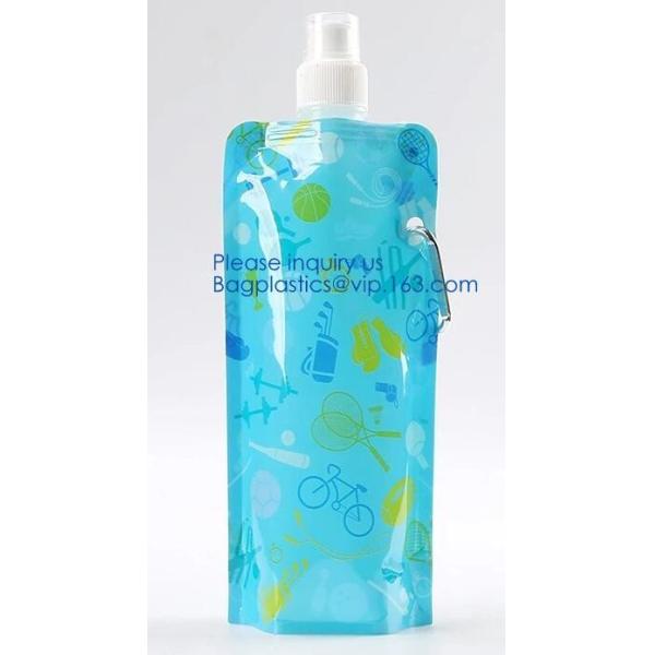 Promotional Customized Foldable Plastic Water Bottle Bag,Fashion bpa free bottle foldable water bag 480ml bagease pack