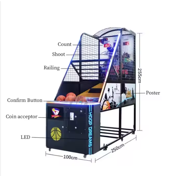 Metal Basketball Arcade Game Machine Coin Operated Game Basketball Shooting Game Machine