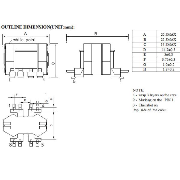 Flyback Small Size Transformer RM6 4 + 4 Pin Switching Power Supply Custom Design