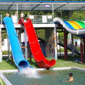 China Water Park Swimming Pool Slides , Fiberglass Barrel And Sled Slides wholesale