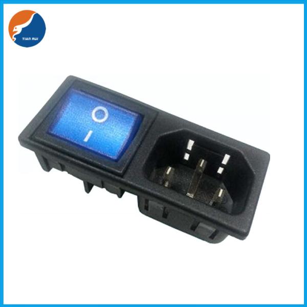 Quality R14-B-1FB2 10A 250VAC 3 Pin C14 Inlet Connector Plug Power Socket With Rocker Switch Fuse Holder for sale