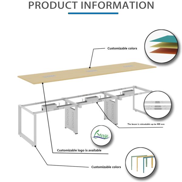 Rectangular Industrial Design Style Office Conference Table for Professional Office Space