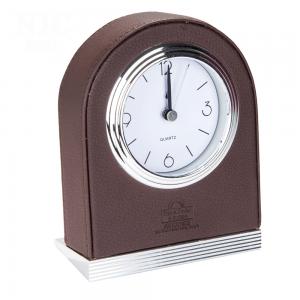 Free sample wholesale customized black with blue trim leather hotel alarm clock