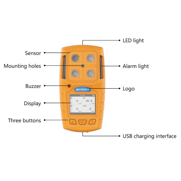 Handheld 4 In 1 Combustible Poisonous Gas Detector For Industry Use