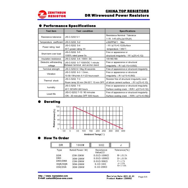 Oval Shapped DDR Power Wirewound Resistor with Ceramic Core