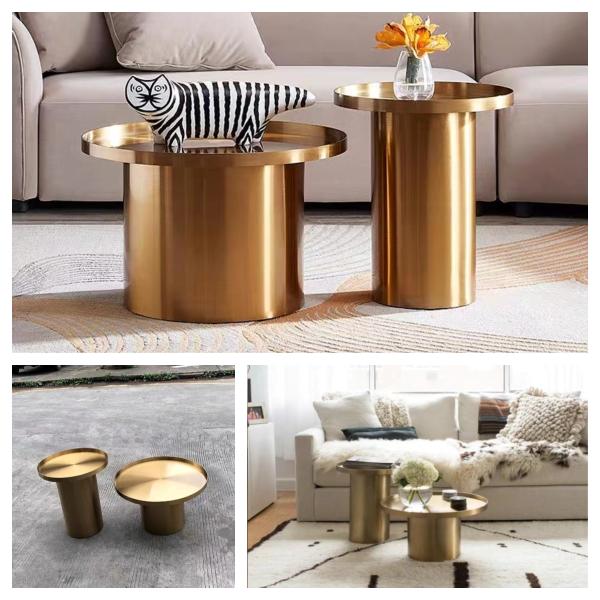 Gleam Brass Nordic Style Coffee Table , Minimalist Stainless Steel Bedside Table