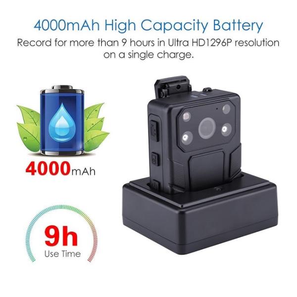 4MP CMOS 34 Megapixel 4000mAH Body Worn Video Camera