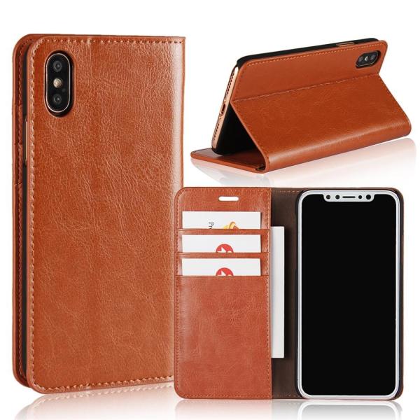 iPhone 8 Case, Genuine Leather Wallet Case Folio Flip Cover for iPhone 5/6/7/8/X/XS/XS MAX/XR