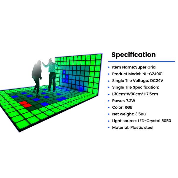 Jumping LED Dance Floor Tile Jumping Grid Interactive Game For Amusement Park