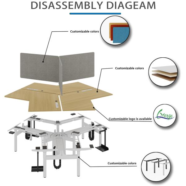 Customized Size Uplift Standing Desk Assembly Required 355 Lbs Weight Capacity Customizable
