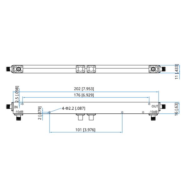Dual 30dB 50 Watt 0.7-6GHz Bi Directional Coupler