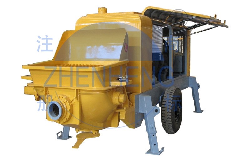 Yellow Diesel Concrete Pump Equipment 50m3 / H Output For Building Construction