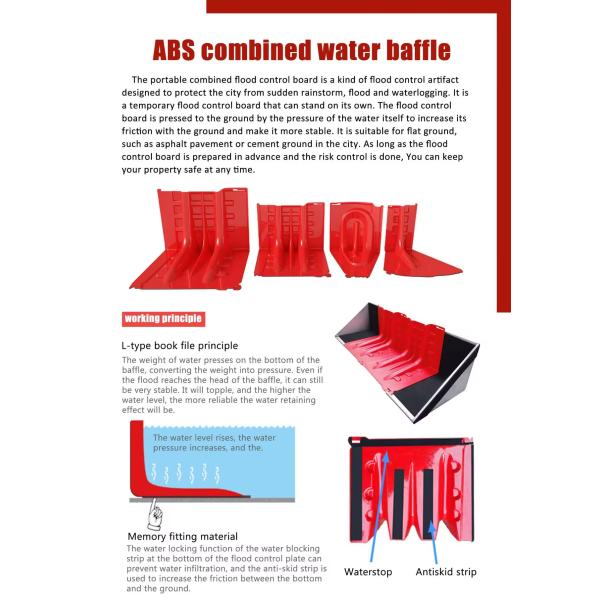 L Shape ABS Portable Movable Flood Barrier Water Diversion Barriers Flood Defence For Garage Subway Flood Risk Control