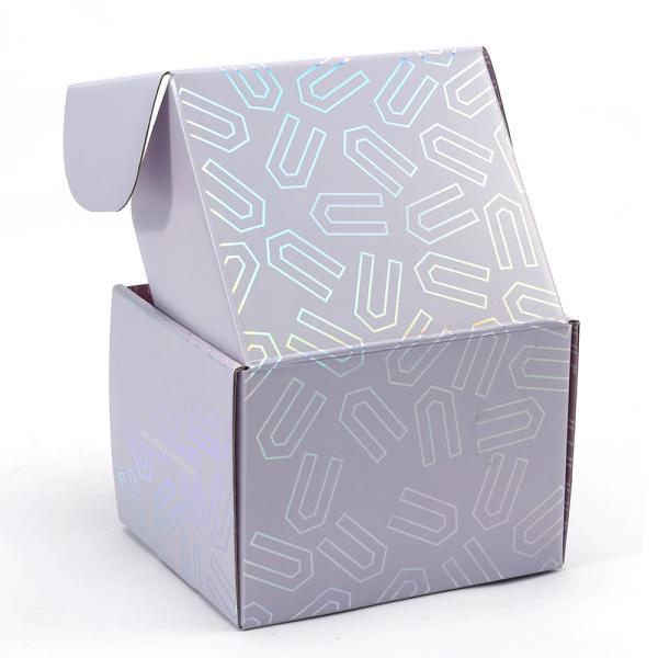 Custom Logo Holograph Pink Mailer Box Folding Corrugated Board Paper Packaging with Logo