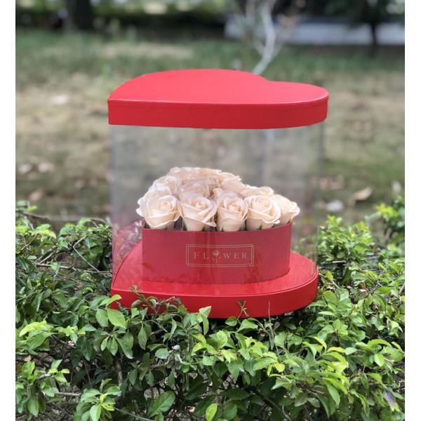 Clear PVC Window Cardboard Flower Boxes , Mini Mirror Flower Box With Lid