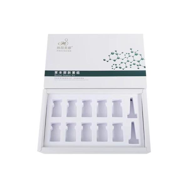 Customized Luxury PU Leather Flap Gold Hot Stamp Logo Skincare Kit Box Beauty Wrapping Box