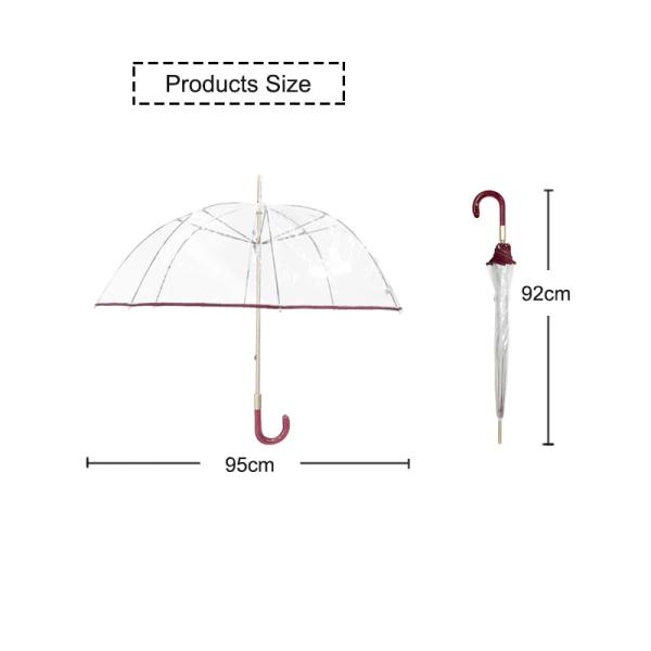 PVC Clear Windproof Straight Handle Umbrella Acrylic Handle