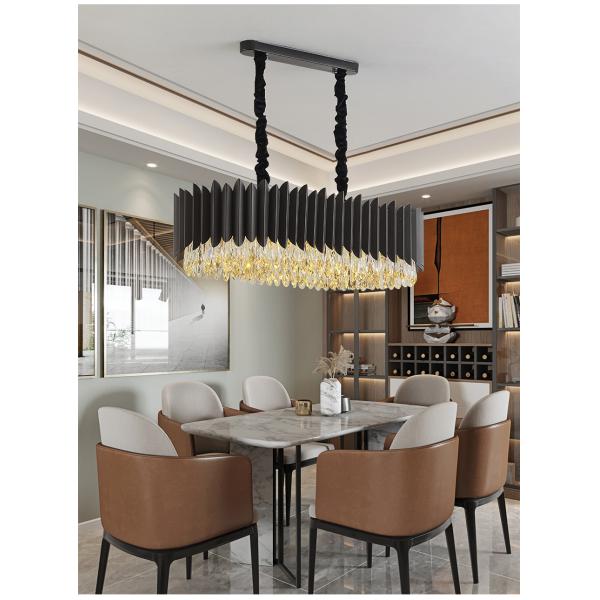 Black Led Chandelier Dining Room Oval Design Creative Kitchen Lamp interior decoration for home(WH-CY-186)