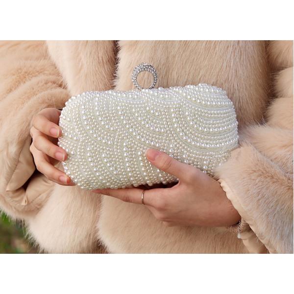 Bride's rhinestone pearl handbag new dinner evening bag socialite's hand sewed beaded gown small wedding bags