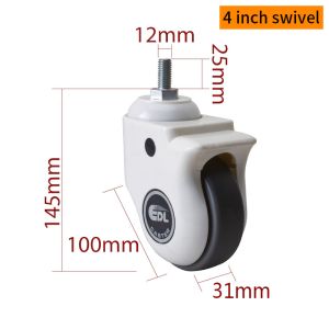 China 4 Inch TPE Medical Caster Wheels 110kg Load Capacity wholesale
