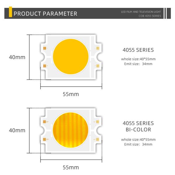 Constant Voltage DC 75V Dual Color LED COB 4055 Bi Color 2700K+6500K High Power 300W COB LED