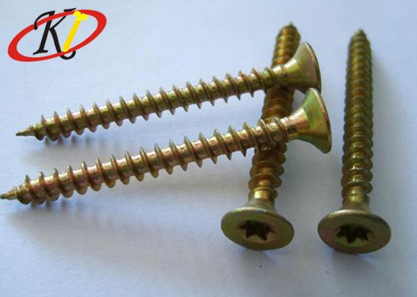 Quality Yellow Zinc Double Countersunk Head Screw , Torx / Square Drive Chipboard Flooring Screws for sale
