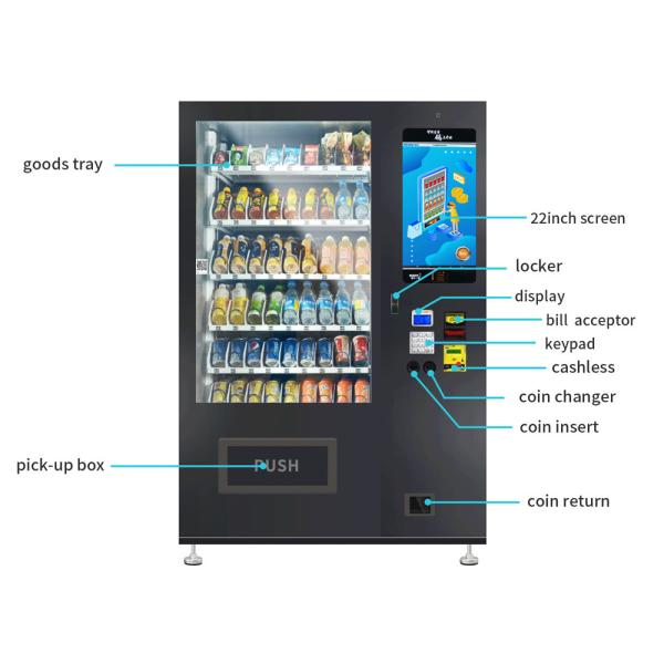 Black Color Drinks Combo Vending Machine 337~662 Capacity Field Installation