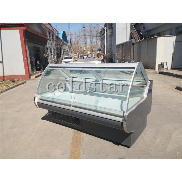Supermarket deli display case cooked food self-service display refrigerator with sliding glass door