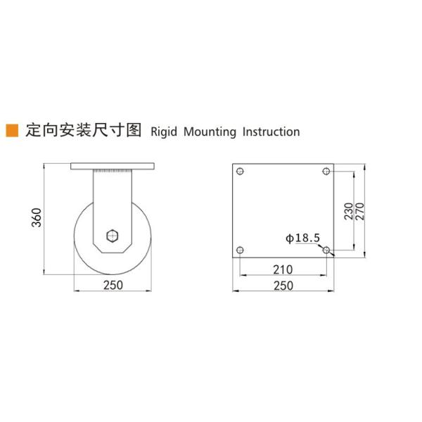 EDL 10 Inch 3000kg Ultra Heavy Duty Dual Wheel Caster Plate Rigid Swivel Type 9510-86A