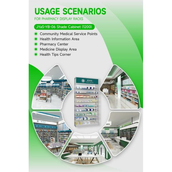 JYaS-YB-06 Eco-friendly Community Pharmacy Shade Cabinet with White Glossy Boards and Clear Glass Shelves