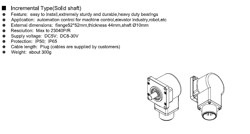 1024ppr 52*52mm Square Flange Optical Rotary Encoders With Shaft Seal H25