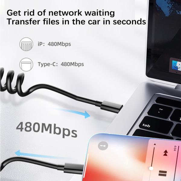 Black Color 3A Multi Function Charging Cable TPU High Speed Data Transfer Cable