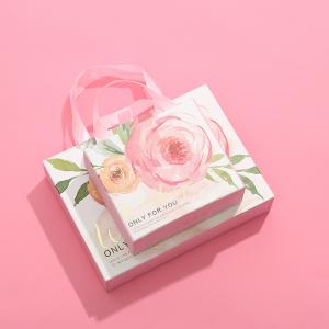 China Pink Silk Scarf Jewelry Gift Boxes Bulk Rectangle Hand Cosmetics Box wholesale
