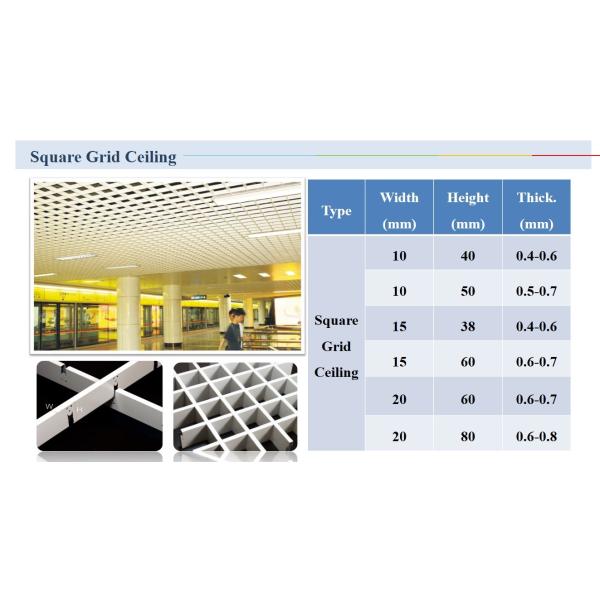 White Aluminum / Aluminium Suspended Open Cell Ceiling Decorative Metal Wall Ceiling Materials