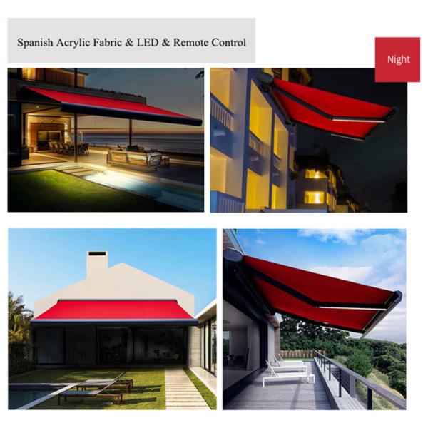 Anthracite Grey Motorized Full Cassette Retractable Awnings Aluminum Frame