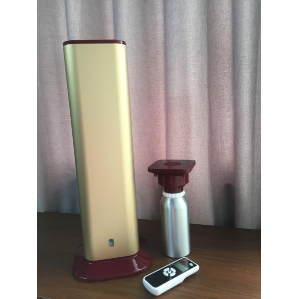 6.4kg 195* 195*530mm Automatic Hotel Scent Diffuser , 12w Gold Color 1500CBM Electric Scent Machine Remote Control