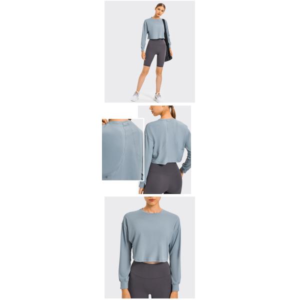 Women Jacquard Activewear T Shirts Breathable Long Sleeve Yoga T Shirt Quick Dry