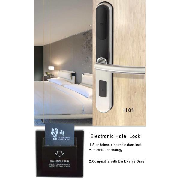 Security Electronic Hotel Keyless Entry Locks / RFID Door Lock For Hotels