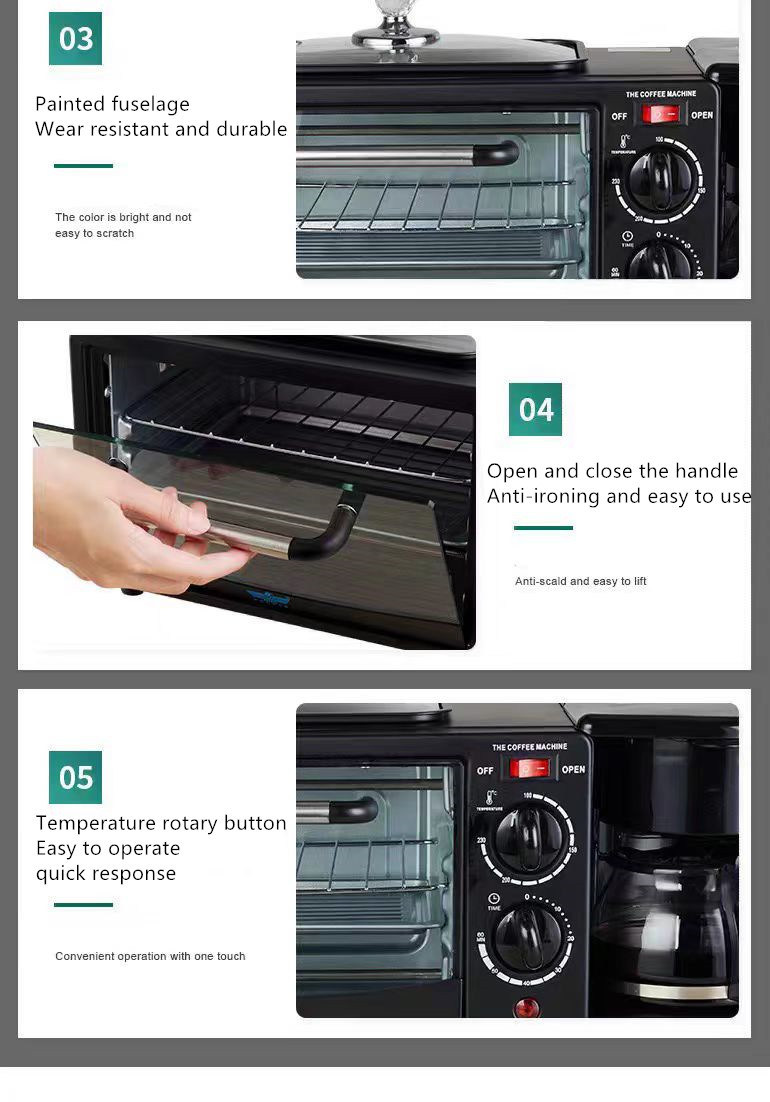 Multifunctional Breakfast Maker, Frying Pan, Coffee Maker and Oven 4-in-1 Machine