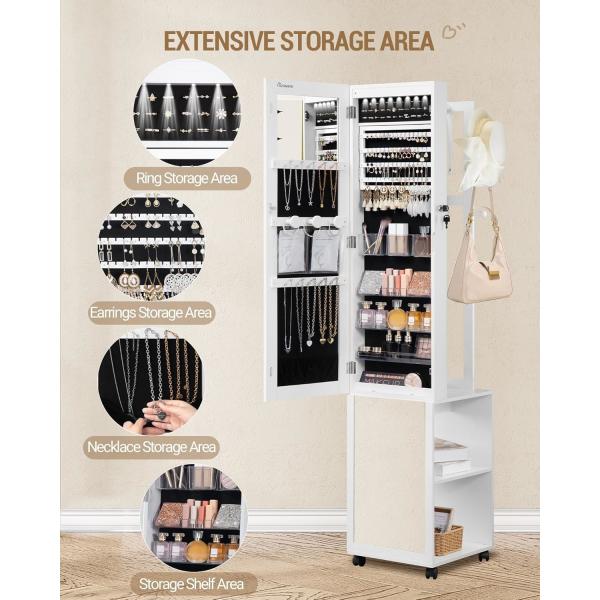 Wood Full Length Mirror Cabinet Frameless Mirror Jewelry Cabinet Modern