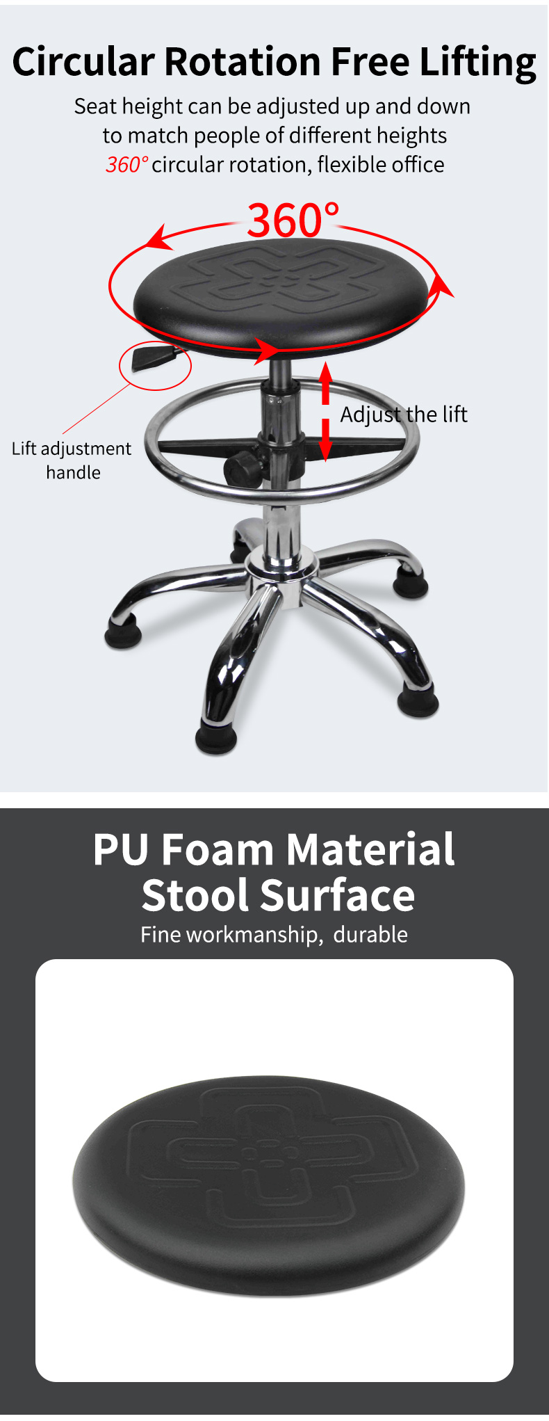 ESD Anti-Static Lab Chair with PU Leather Seat