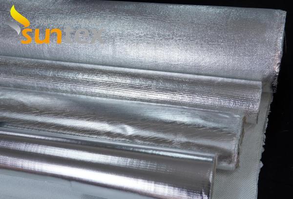 Quality 550C Thermal Resistant 0.4mm Aluminum Foil Wrapped Fiberglass Cloth For Oil & Steam Pipelines Fireproof for sale