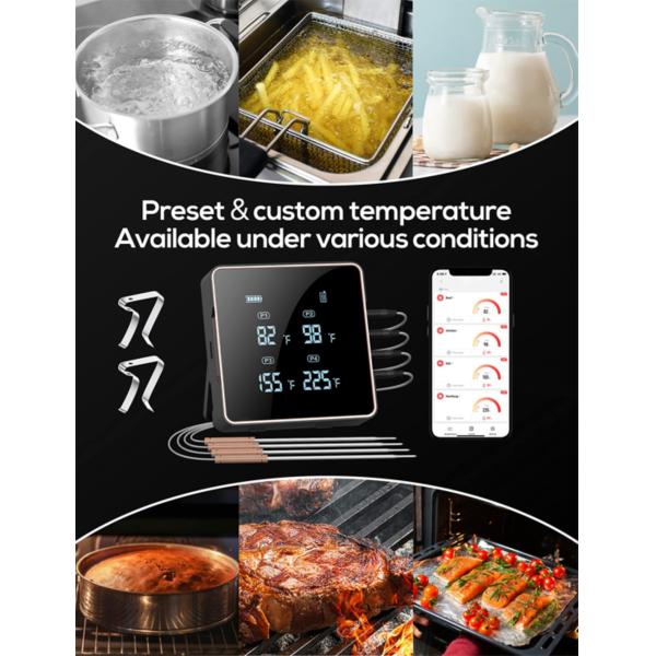 Four Probes Digital Instant Read Bbq Meat Thermometer Bluetooth Wireless Meat Thermometer