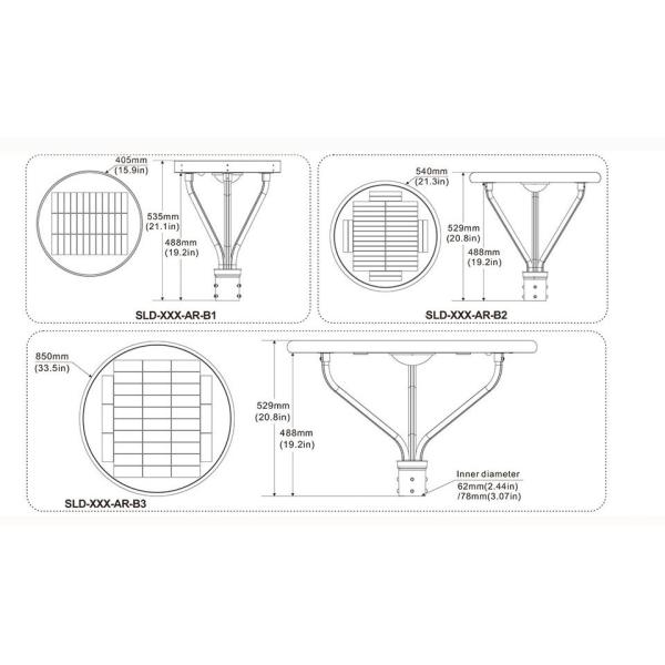 PWM Controller 100W 12000lm Solar Post Light For Walking Paths